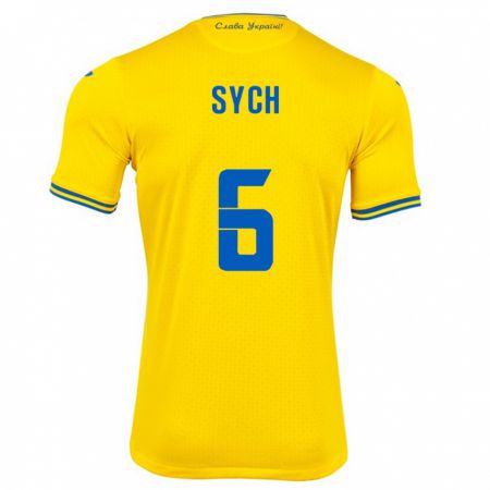 Kandiny Niño Camiseta Ucrania Oleksiy Sych #6 Amarillo 1ª Equipación 24-26 La Camisa Chile