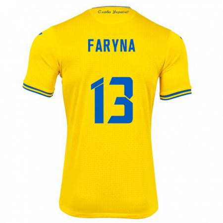Kandiny Niño Camiseta Ucrania Maryan Faryna #13 Amarillo 1ª Equipación 24-26 La Camisa Chile