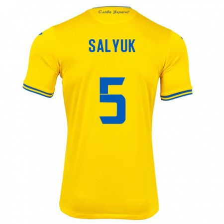 Kandiny Niño Camiseta Ucrania Volodymyr Salyuk #5 Amarillo 1ª Equipación 24-26 La Camisa Chile