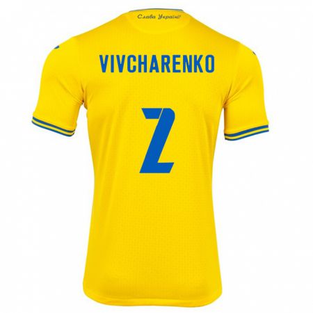Kandiny Niño Camiseta Ucrania Kostyantyn Vivcharenko #2 Amarillo 1ª Equipación 24-26 La Camisa Chile