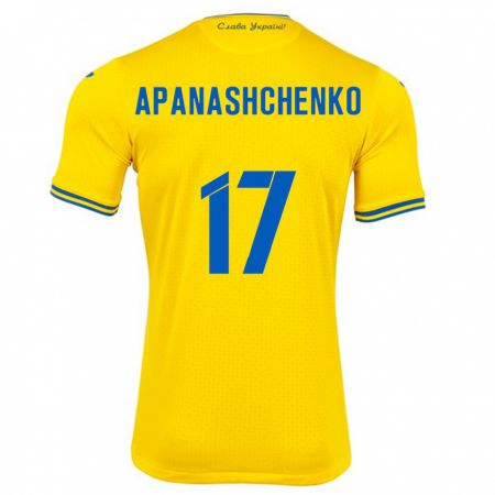 Kandiny Niño Camiseta Ucrania Daryna Apanashchenko #17 Amarillo 1ª Equipación 24-26 La Camisa Chile