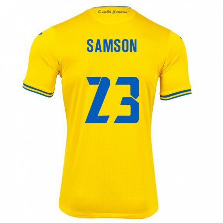 Kandiny Niño Camiseta Ucrania Kateryna Samson #23 Amarillo 1ª Equipación 24-26 La Camisa Chile