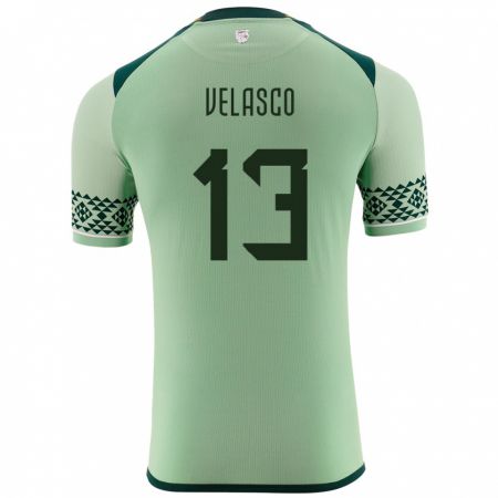 Kandiny Niño Camiseta Bolivia Jhon Velasco #13 Verde Claro 1ª Equipación 24-26 La Camisa Chile