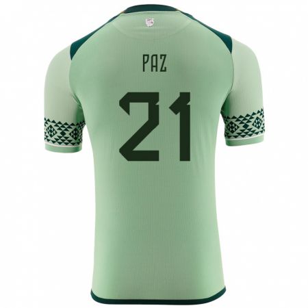 Kandiny Niño Camiseta Bolivia Luis Paz #21 Verde Claro 1ª Equipación 24-26 La Camisa Chile