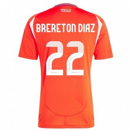 Kandiny Niño Camiseta Chile Ben Brereton Díaz #22 Rojo 1ª Equipación 24-26 La Camisa Chile