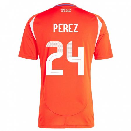 Kandiny Niño Camiseta Chile César Pérez #24 Rojo 1ª Equipación 24-26 La Camisa Chile