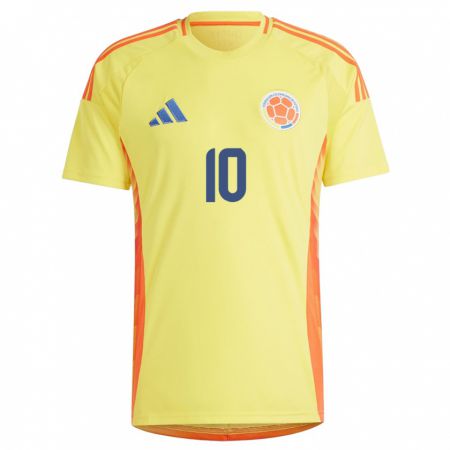 Kandiny Niño Camiseta Colombia James Rodríguez #10 Amarillo 1ª Equipación 24-26 La Camisa Chile