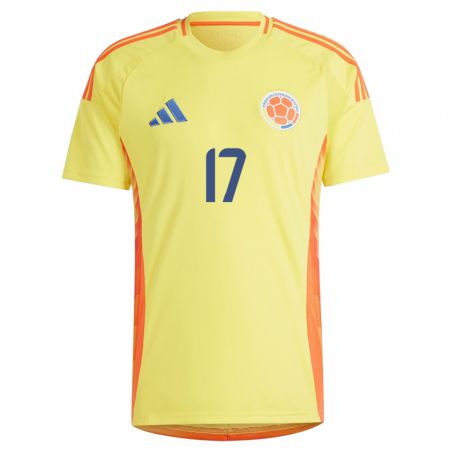 Kandiny Niño Camiseta Colombia Óscar Perea #17 Amarillo 1ª Equipación 24-26 La Camisa Chile