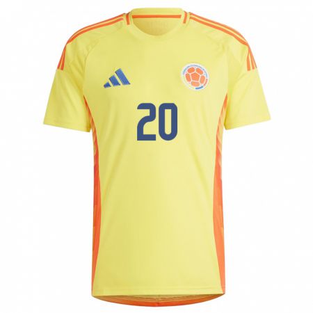 Kandiny Niño Camiseta Colombia Mónica Ramos #20 Amarillo 1ª Equipación 24-26 La Camisa Chile