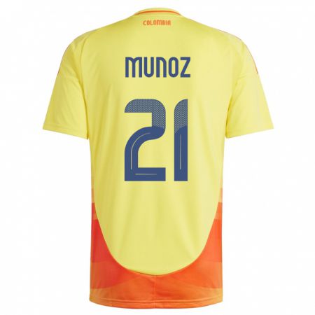 Kandiny Niño Camiseta Colombia Daniel Muñoz #21 Amarillo 1ª Equipación 24-26 La Camisa Chile