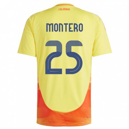 Kandiny Niño Camiseta Colombia Álvaro Montero #25 Amarillo 1ª Equipación 24-26 La Camisa Chile