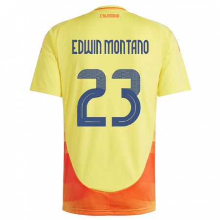 Kandiny Niño Camiseta Colombia John Edwin Montaño #23 Amarillo 1ª Equipación 24-26 La Camisa Chile