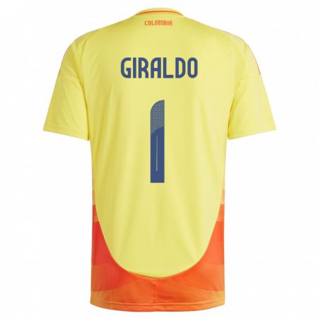 Kandiny Niño Camiseta Colombia Natalia Giraldo #1 Amarillo 1ª Equipación 24-26 La Camisa Chile