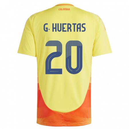 Kandiny Niño Camiseta Colombia Gabriela Huertas #20 Amarillo 1ª Equipación 24-26 La Camisa Chile