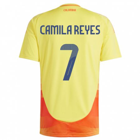 Kandiny Niño Camiseta Colombia María Camila Reyes #7 Amarillo 1ª Equipación 24-26 La Camisa Chile