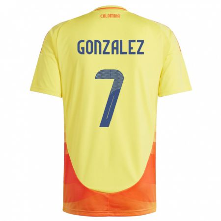 Kandiny Niño Camiseta Colombia Celis González #7 Amarillo 1ª Equipación 24-26 La Camisa Chile