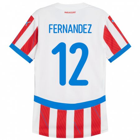 Kandiny Niño Camiseta Paraguay Gatito Fernández #12 Blanco Rojo 1ª Equipación 24-26 La Camisa Chile