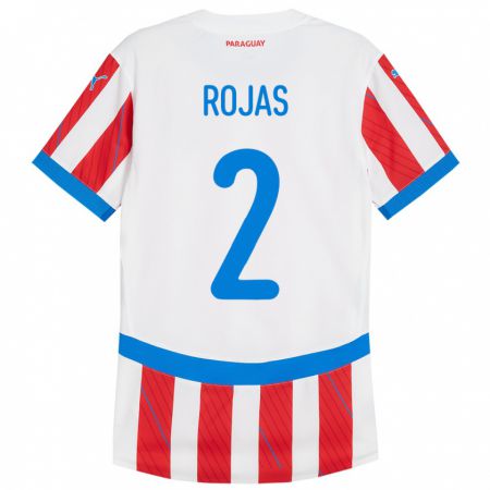 Kandiny Niño Camiseta Paraguay Robert Rojas #2 Blanco Rojo 1ª Equipación 24-26 La Camisa Chile