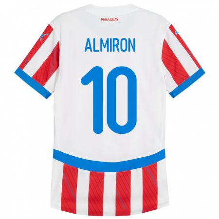 Kandiny Niño Camiseta Paraguay Miguel Almirón #10 Blanco Rojo 1ª Equipación 24-26 La Camisa Chile