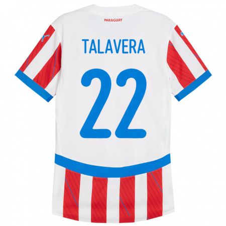 Kandiny Niño Camiseta Paraguay Javier Talavera #22 Blanco Rojo 1ª Equipación 24-26 La Camisa Chile