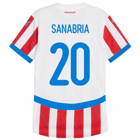 Kandiny Niño Camiseta Paraguay Tobías Sanabria #20 Blanco Rojo 1ª Equipación 24-26 La Camisa Chile