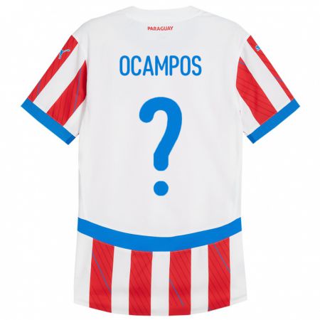 Kandiny Niño Camiseta Paraguay Santiago Ocampos #0 Blanco Rojo 1ª Equipación 24-26 La Camisa Chile