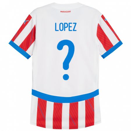 Kandiny Niño Camiseta Paraguay Rodrigo López #0 Blanco Rojo 1ª Equipación 24-26 La Camisa Chile