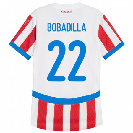 Kandiny Niño Camiseta Paraguay Dylan Bobadilla #22 Blanco Rojo 1ª Equipación 24-26 La Camisa Chile