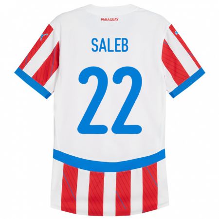 Kandiny Niño Camiseta Paraguay Gloria Saleb #22 Blanco Rojo 1ª Equipación 24-26 La Camisa Chile