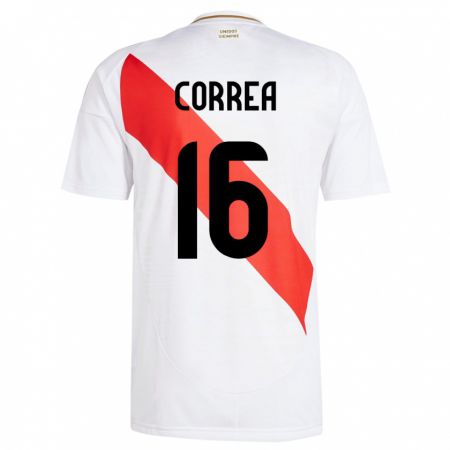 Kandiny Niño Camiseta Perú Eslyn Correa #16 Blanco 1ª Equipación 24-26 La Camisa Chile