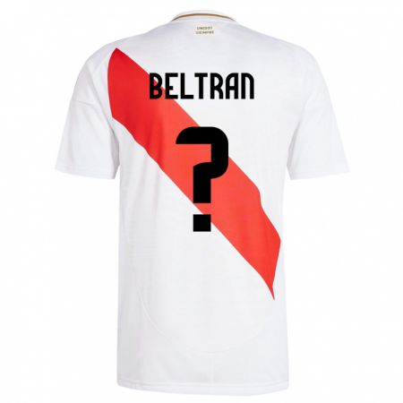 Kandiny Niño Camiseta Perú Adrián Beltrán #0 Blanco 1ª Equipación 24-26 La Camisa Chile