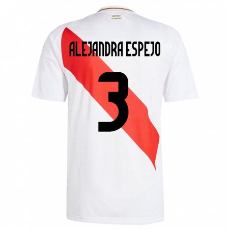 Kandiny Niño Camiseta Perú María Alejandra Espejo #3 Blanco 1ª Equipación 24-26 La Camisa Chile