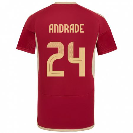 Kandiny Niño Camiseta Venezuela Kervin Andrade #24 Borgoña 1ª Equipación 24-26 La Camisa Chile