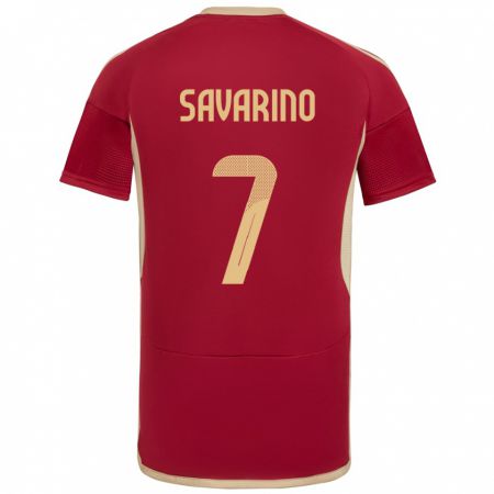 Kandiny Niño Camiseta Venezuela Jefferson Savarino #7 Borgoña 1ª Equipación 24-26 La Camisa Chile