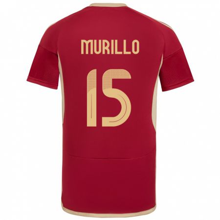 Kandiny Niño Camiseta Venezuela Jhon Murillo #15 Borgoña 1ª Equipación 24-26 La Camisa Chile