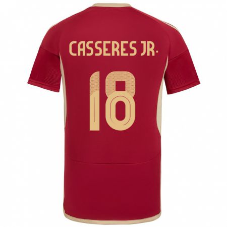 Kandiny Niño Camiseta Venezuela Cristian Cásseres Jr. #18 Borgoña 1ª Equipación 24-26 La Camisa Chile