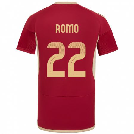 Kandiny Niño Camiseta Venezuela Rafael Romo #22 Borgoña 1ª Equipación 24-26 La Camisa Chile