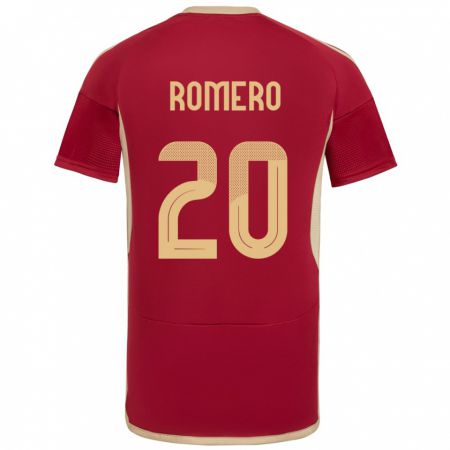 Kandiny Niño Camiseta Venezuela Andrés Romero #20 Borgoña 1ª Equipación 24-26 La Camisa Chile