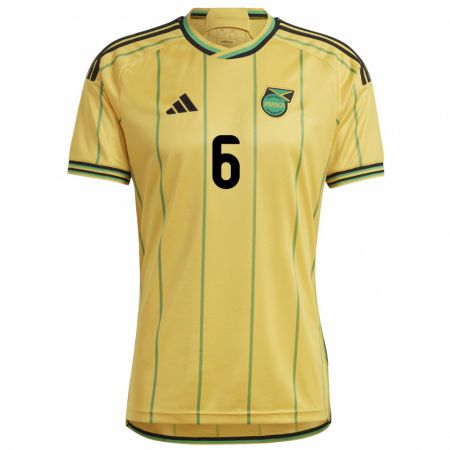 Kandiny Niño Camiseta Jamaica Ronaldo Barrett #6 Amarillo 1ª Equipación 24-26 La Camisa Chile