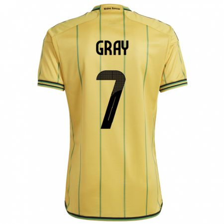 Kandiny Niño Camiseta Jamaica Demarai Gray #7 Amarillo 1ª Equipación 24-26 La Camisa Chile