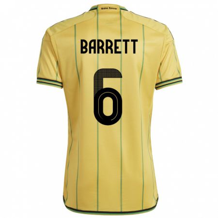 Kandiny Niño Camiseta Jamaica Ronaldo Barrett #6 Amarillo 1ª Equipación 24-26 La Camisa Chile