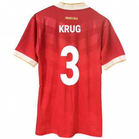 Kandiny Niño Camiseta Panamá Martín Krug #3 Rojo 1ª Equipación 24-26 La Camisa Chile