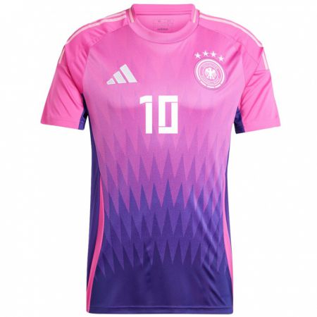 Kandiny Niño Camiseta Alemania Muhammed Damar #10 Rosado Morado 2ª Equipación 24-26 La Camisa Chile