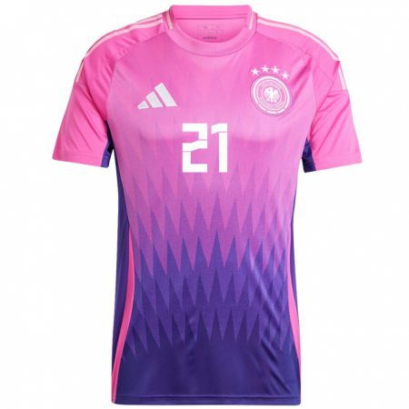 Kandiny Niño Camiseta Alemania Faride Alidou #21 Rosado Morado 2ª Equipación 24-26 La Camisa Chile