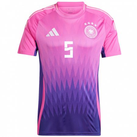 Kandiny Niño Camiseta Alemania Nnamdi Collins #5 Rosado Morado 2ª Equipación 24-26 La Camisa Chile