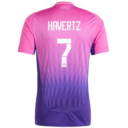 Kandiny Niño Camiseta Alemania Kai Havertz #7 Rosado Morado 2ª Equipación 24-26 La Camisa Chile