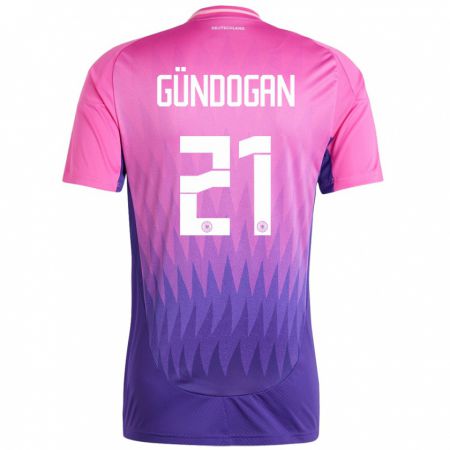 Kandiny Niño Camiseta Alemania Ilkay Gundogan #21 Rosado Morado 2ª Equipación 24-26 La Camisa Chile