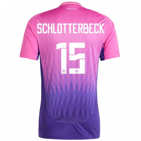 Kandiny Niño Camiseta Alemania Nico Schlotterbeck #15 Rosado Morado 2ª Equipación 24-26 La Camisa Chile