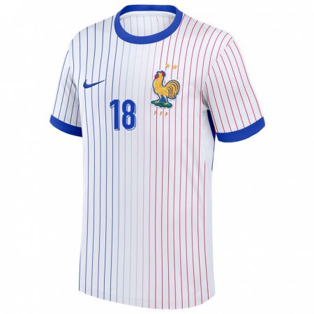 Kandiny Niño Camiseta Francia Faustine Robert #18 Blanco 2ª Equipación 24-26 La Camisa Chile