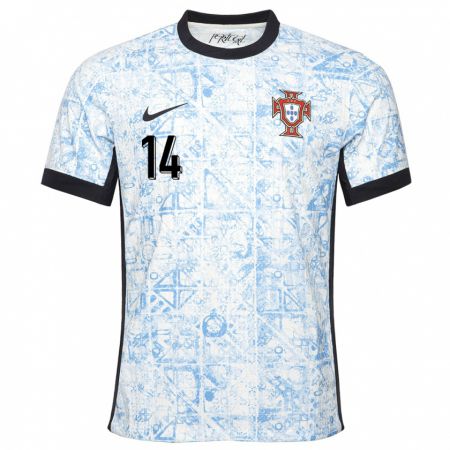 Kandiny Niño Camiseta Portugal William Carvalho #14 Crema Azul 2ª Equipación 24-26 La Camisa Chile